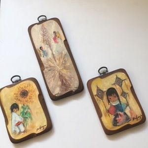 Darling Set of Vintage De Grazia Wall Hangings